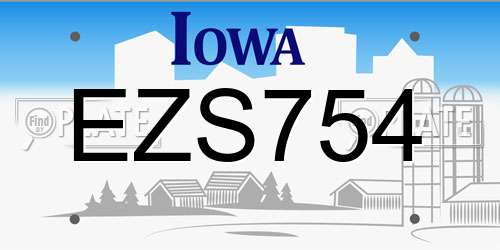 EZS754 Iowa License Plate