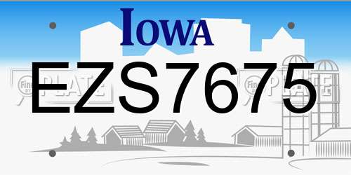 EZS7675 Iowa License Plate