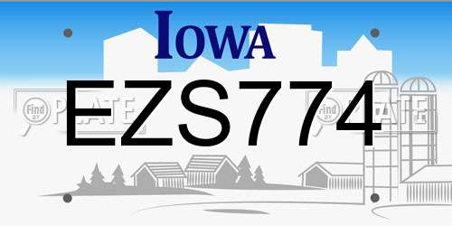 EZS774 Iowa License Plate