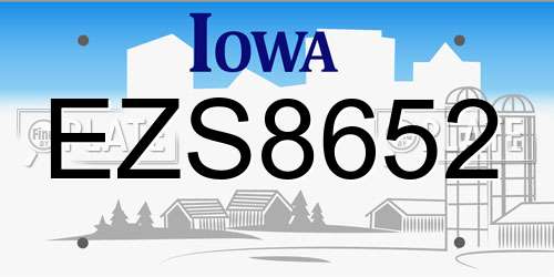 EZS8652 Iowa License Plate