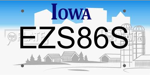EZS86S Iowa License Plate