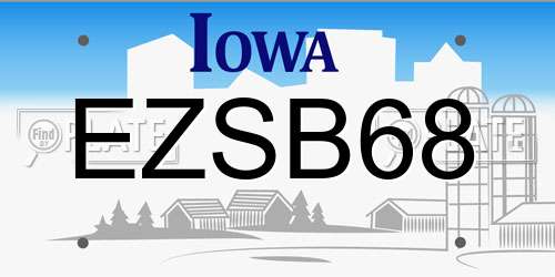 EZSB68 Iowa License Plate