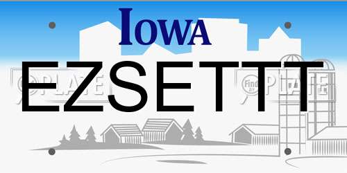 EZSETTT Iowa License Plate