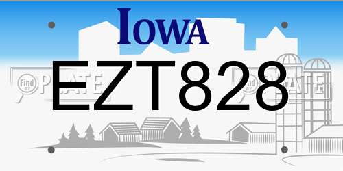 EZT828 Iowa License Plate