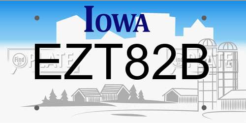 EZT82B Iowa License Plate