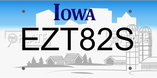 EZT82S Iowa License Plate