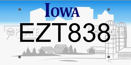 EZT838 Iowa License Plate