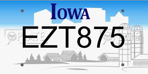 EZT875 Iowa License Plate