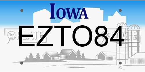EZTO84 Iowa License Plate