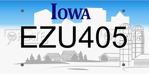 EZU405 Iowa License Plate