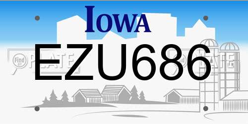 EZU686 Iowa License Plate