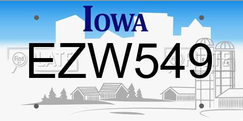 EZW549 Iowa License Plate