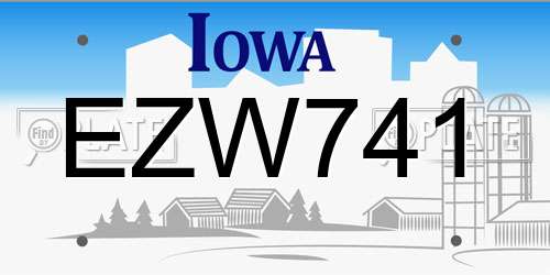 EZW741 Iowa License Plate