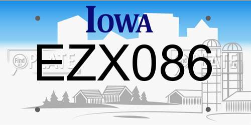 EZX086 Iowa License Plate