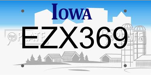 EZX369 Iowa License Plate