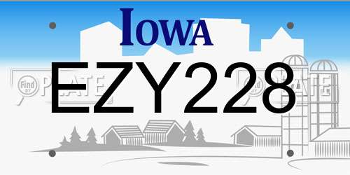 EZY228 Iowa License Plate