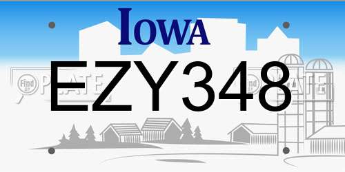 EZY348 Iowa License Plate