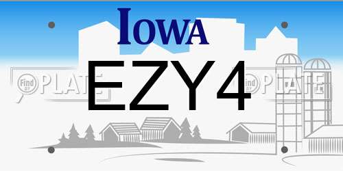 EZY4 Iowa License Plate