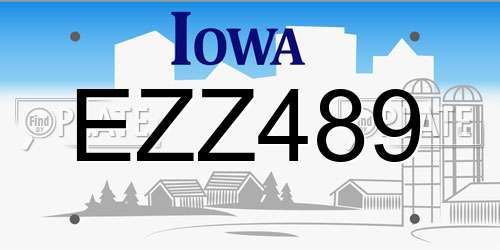 EZZ489 Iowa License Plate