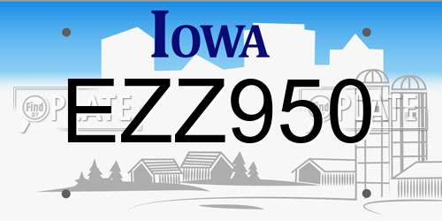 EZZ950 Iowa License Plate