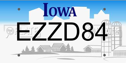 EZZD84 Iowa License Plate
