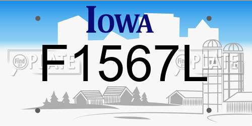 F1567L Iowa License Plate