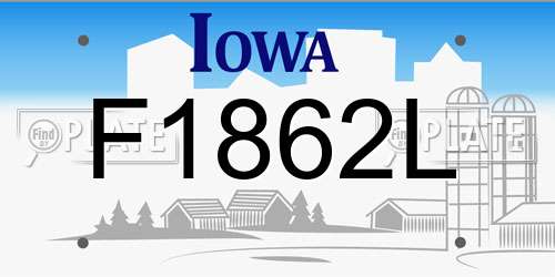 F1862L Iowa License Plate