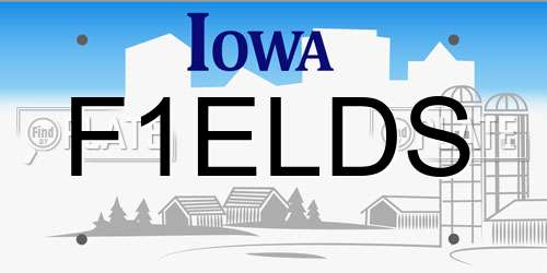 F1ELDS Iowa License Plate