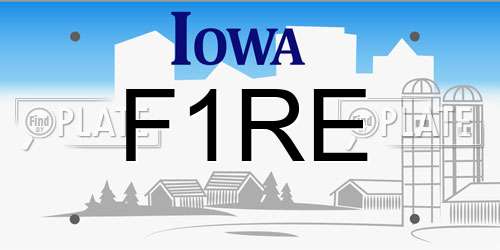 F1RE Iowa License Plate