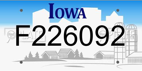 F226092 Iowa License Plate