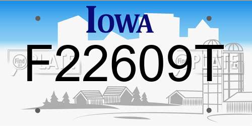 F22609T Iowa License Plate