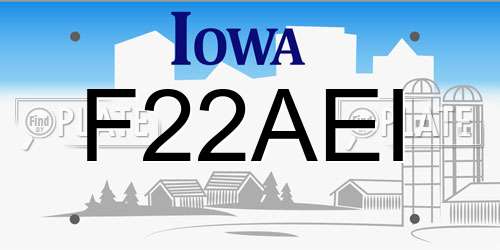 F22AEI Iowa License Plate