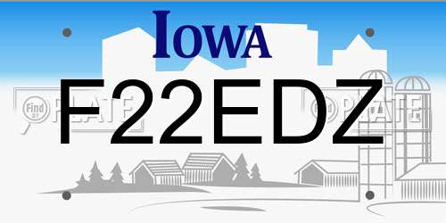 F22EDZ Iowa License Plate