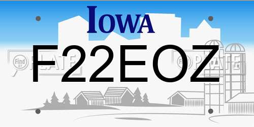 F22EOZ Iowa License Plate