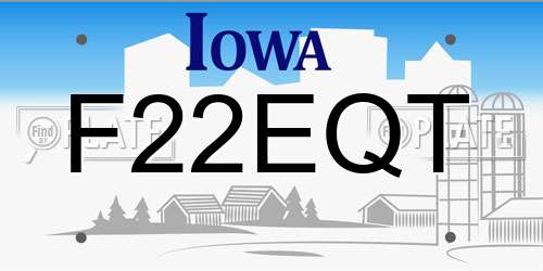 F22EQT Iowa License Plate