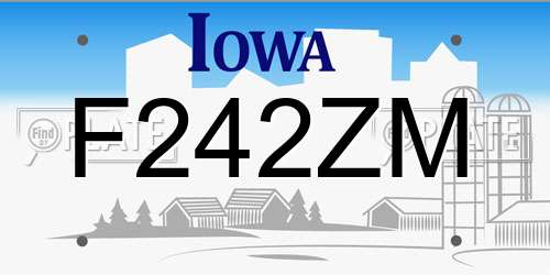 F242ZM Iowa License Plate