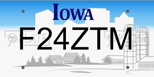 F24ZTM Iowa License Plate