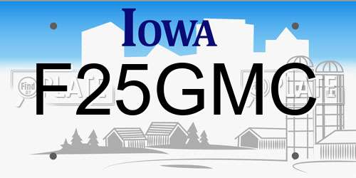 F25GMC Iowa License Plate