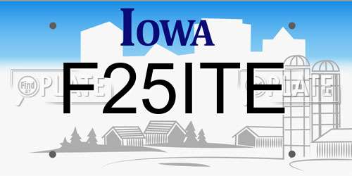 F25ITE Iowa License Plate
