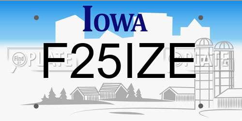 F25IZE Iowa License Plate
