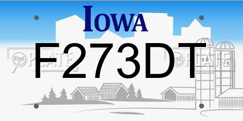 F273DT Iowa License Plate