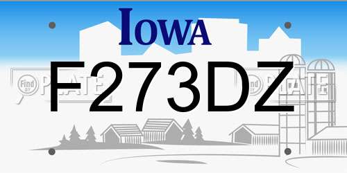 F273DZ Iowa License Plate