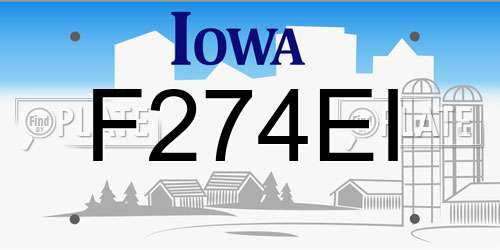 F274EI Iowa License Plate