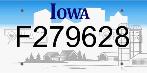F279628 Iowa License Plate