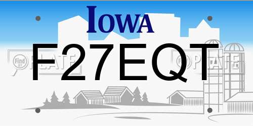 F27EQT Iowa License Plate