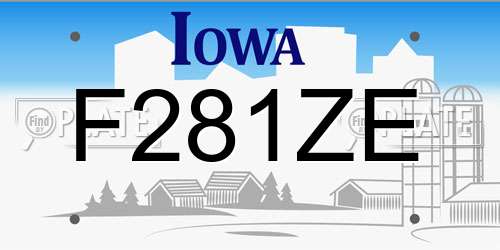F281ZE Iowa License Plate