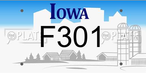 F301 Iowa License Plate