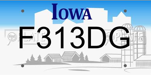 F313DG Iowa License Plate