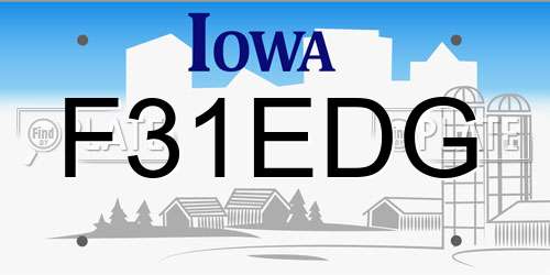 F31EDG Iowa License Plate