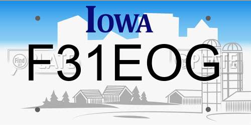 F31EOG Iowa License Plate